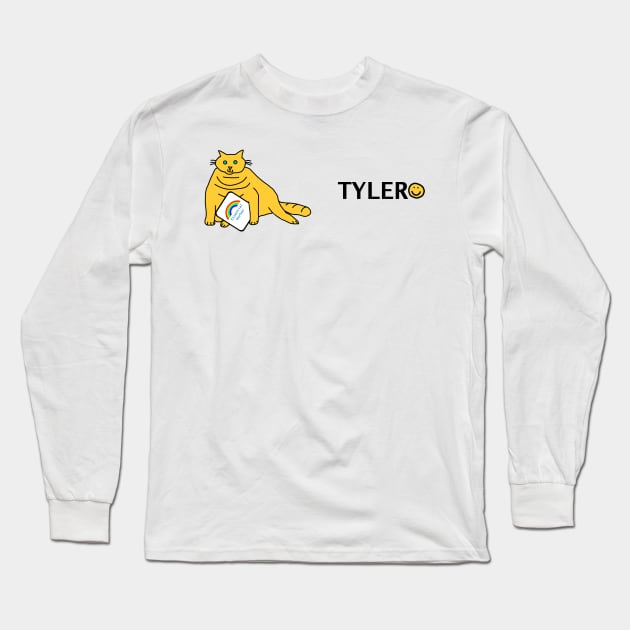 Tyler Cuddly Cat Essential Worker Rainbow Long Sleeve T-Shirt by ellenhenryart